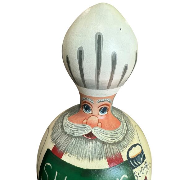 Hand painted Gourd‎ Art Chef Sugar Spice Kitchen Decor Whimsical Folk Art Signed - Picture 3 of 11